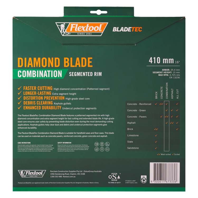 Flextool Diamond Blade Combination 410 Back