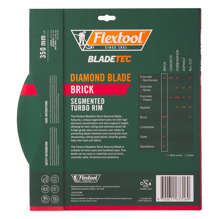 Flextool Diamond Blade Brick 350 Back (1)
