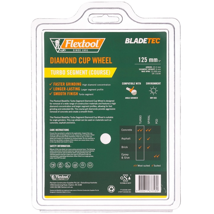 Flextool Diamond Cup Turbo Segment Corse