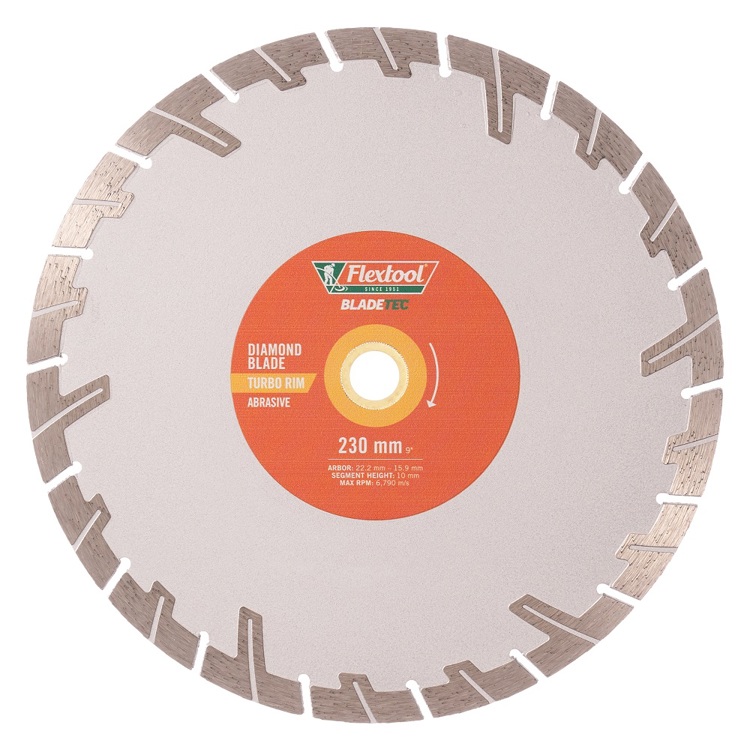 Flextool Diamond Blade Turbo Rim Abrasive 230 Front Blade00135
