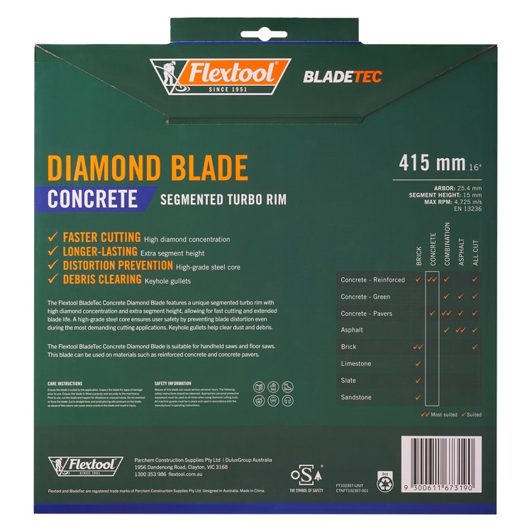 Flextool Diamond Blade Concrete 415 Back