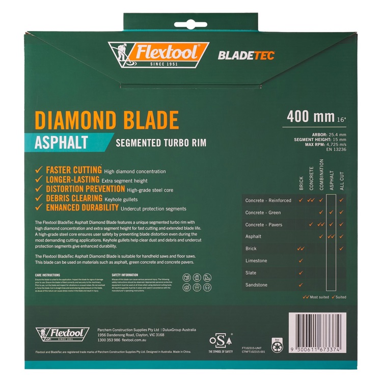 Flextool Diamond Blade Asphalt 400 Back