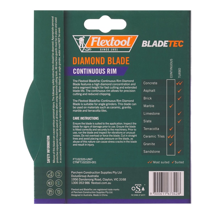Flextool Diamond Blade Continuous Rim 125 Back