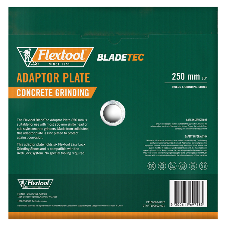 800X800 Flextool Bladetec Adaptor Plate 250 Mm FT100602 UNIT Back Of Pack