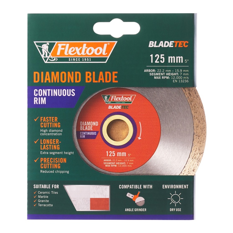 Flextool Diamond Blade Continuous Rim 125 Front00117 (1)